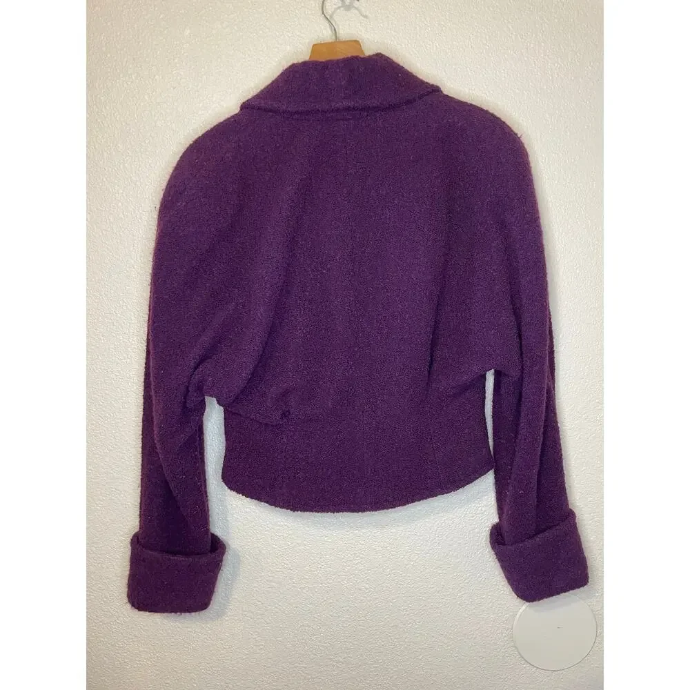 VTG Paul Alexander Wool Blend Retro Terry Cloth Textured Cropped Womens Blazer 6